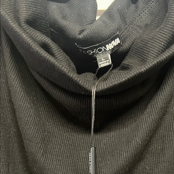 Fashion Nova Jenna Ribbed Elegant Off Shoulder Midi Dress-Black Dress size Large - Picture 5 of 8